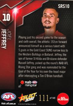 2022 Select AFL Rising Star #SRS10 Joel Jeffrey Back